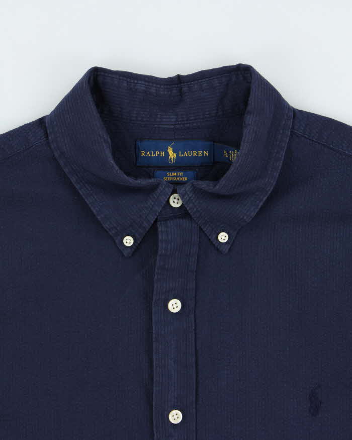 Vintage Ralph Lauren Slim Fit Seer Sucker Short Sleeve Shirt - XL