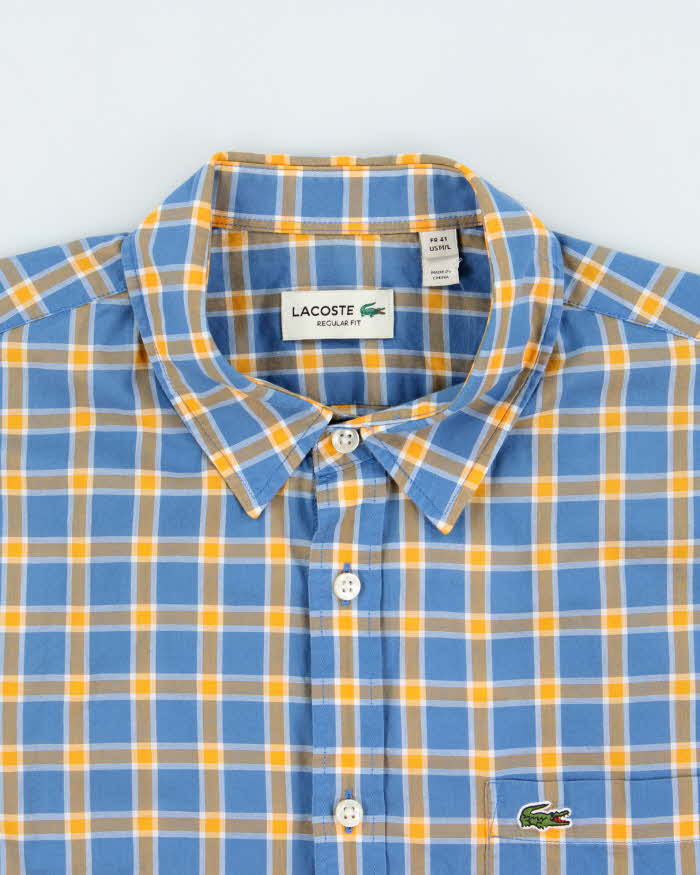 Vintage Lacoste Windowpane Plaid Short Sleeve Shirt - L