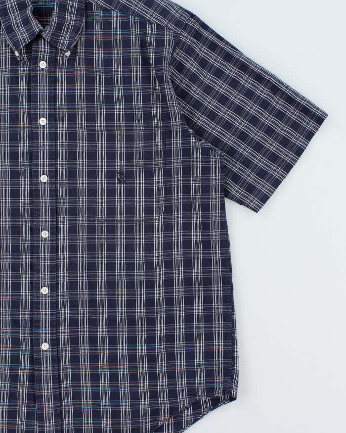 Vintage Y2K 00s Nautica Navy Plaid Short Sleeve Shirt - M
