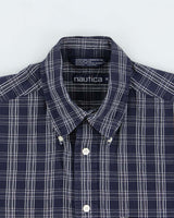 Vintage Y2K 00s Nautica Navy Plaid Short Sleeve Shirt - M