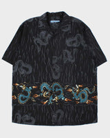 Vintage 1990s Point Zero Japanese Dragon Print Hawaiian Shirt - XL