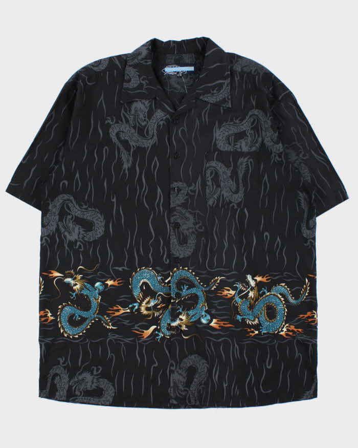 Vintage 1990s Point Zero Japanese Dragon Print Hawaiian Shirt - XL