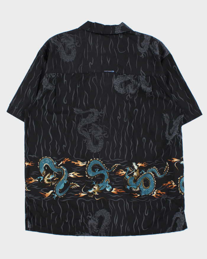 Vintage 1990s Point Zero Japanese Dragon Print Hawaiian Shirt - XL