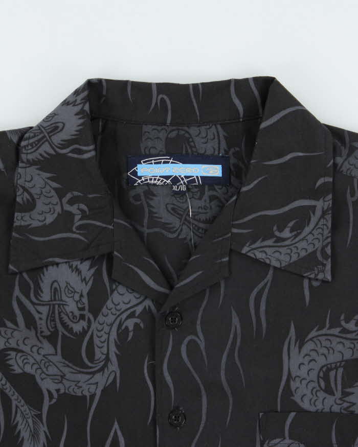 Vintage 1990s Point Zero Japanese Dragon Print Hawaiian Shirt - XL
