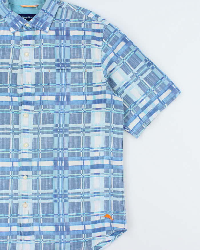 Vintage 00s Tommy Bahamas Plaid Linen Short Sleeve Shirt - L
