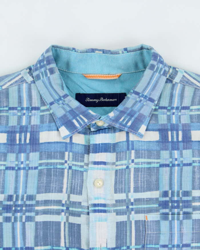 Vintage 00s Tommy Bahamas Plaid Linen Short Sleeve Shirt - L