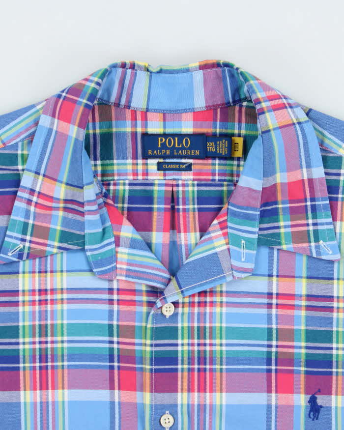 Vintage Polo Ralph Lauren Madras Plaid Classic Fit Short Sleeve Shirt - XXL