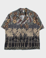 Vintage 1990s Hawaii Blues Floral Made In USA Hawaiian Shirt - XL