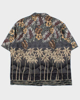 Vintage 1990s Hawaii Blues Floral Made In USA Hawaiian Shirt - XL