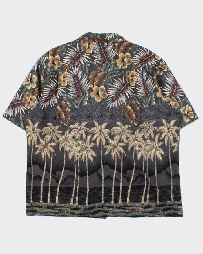 Vintage 1990s Hawaii Blues Floral Made In USA Hawaiian Shirt - XL