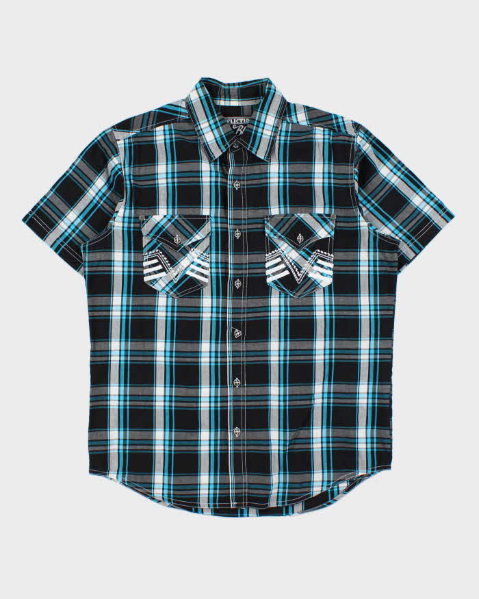 Vintage Y2K 00s Affliction Embroidered Plaid Short Sleeve Shirt - M
