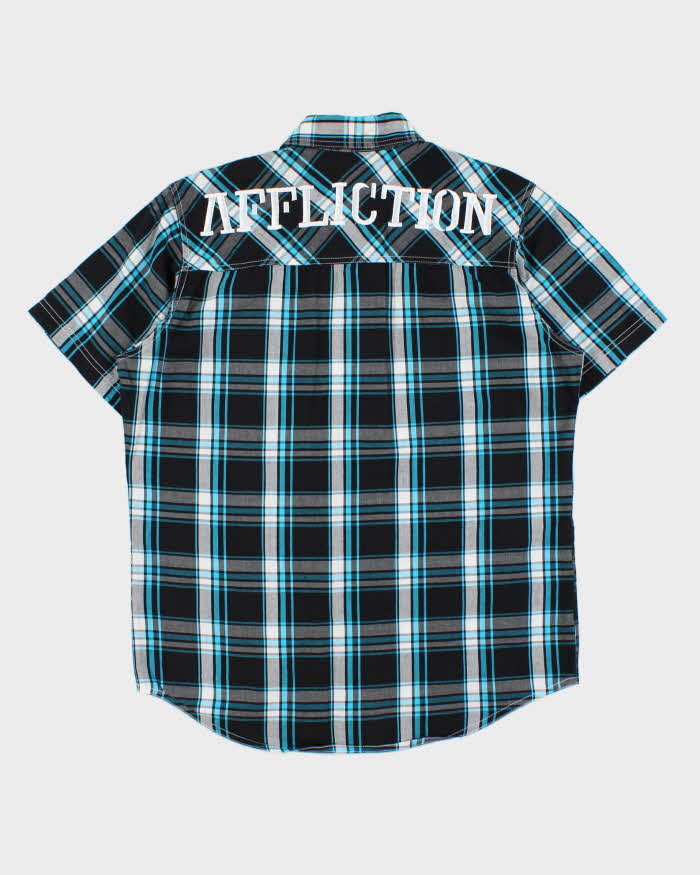 Vintage Y2K 00s Affliction Embroidered Plaid Short Sleeve Shirt - M