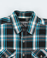 Vintage Y2K 00s Affliction Embroidered Plaid Short Sleeve Shirt - M