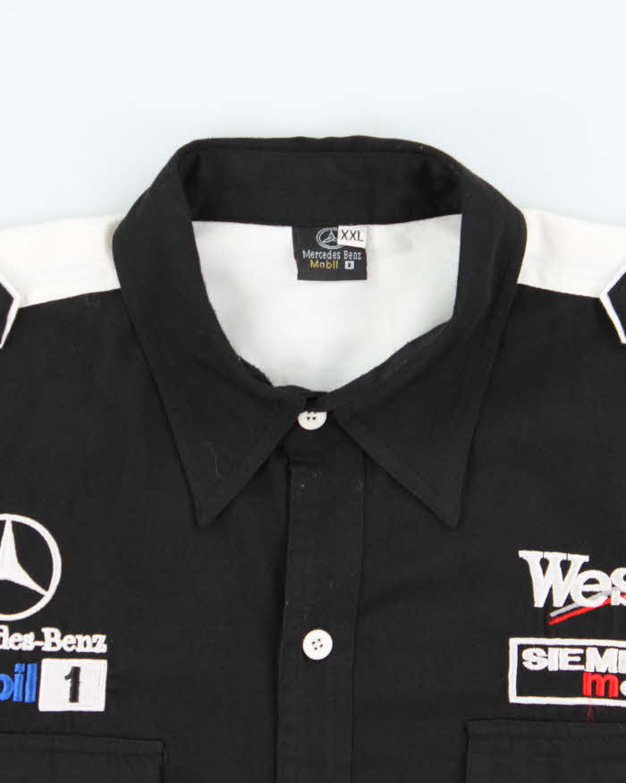 Vintage Y2K 00s Mercedes Benz F1 Racing Embroidered Short Sleeve Shirt - XXL