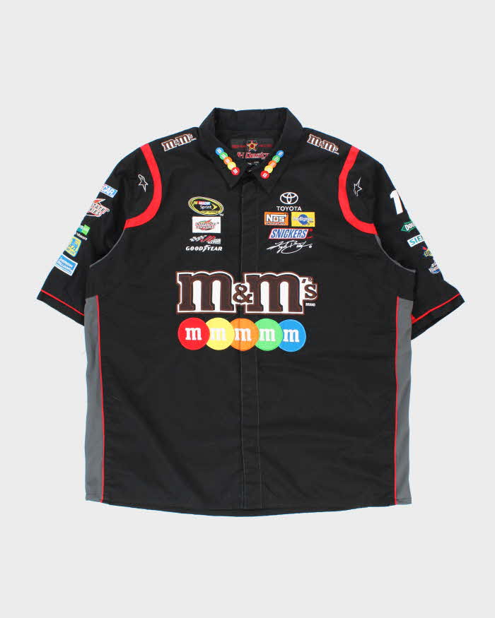 Vintage Y2K 00s JH Design M&amp;M Kyle Busch Nascar Short Sleeve Racing Shirt - XXL