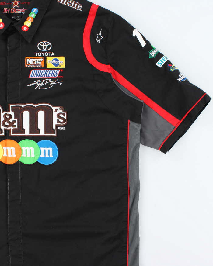 Vintage Y2K 00s JH Design M&amp;M Kyle Busch Nascar Short Sleeve Racing Shirt - XXL