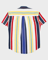 Vintage 1990s Chaps Ralph Lauren Colourblock Striped Short Sleeve Shirt - M