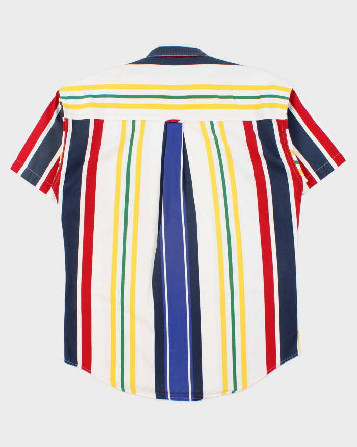 Vintage 1990s Chaps Ralph Lauren Colourblock Striped Short Sleeve Shirt - M