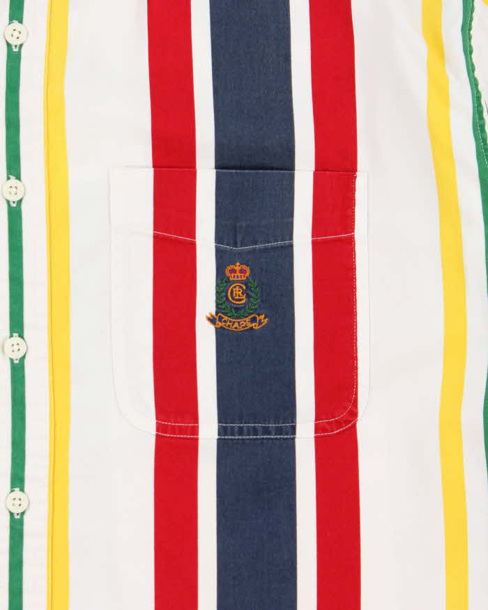 Vintage 1990s Chaps Ralph Lauren Colourblock Striped Short Sleeve Shirt - M