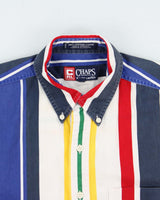 Vintage 1990s Chaps Ralph Lauren Colourblock Striped Short Sleeve Shirt - M
