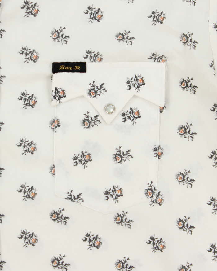 Vintage 1970s Bar-M Rancher Pearl Snap Button Floral Short Sleeve Western Shirt - XL