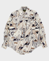 Vintage 1970s Sears Premiere Perma Prest Patterned Long Sleeve Shirt - M