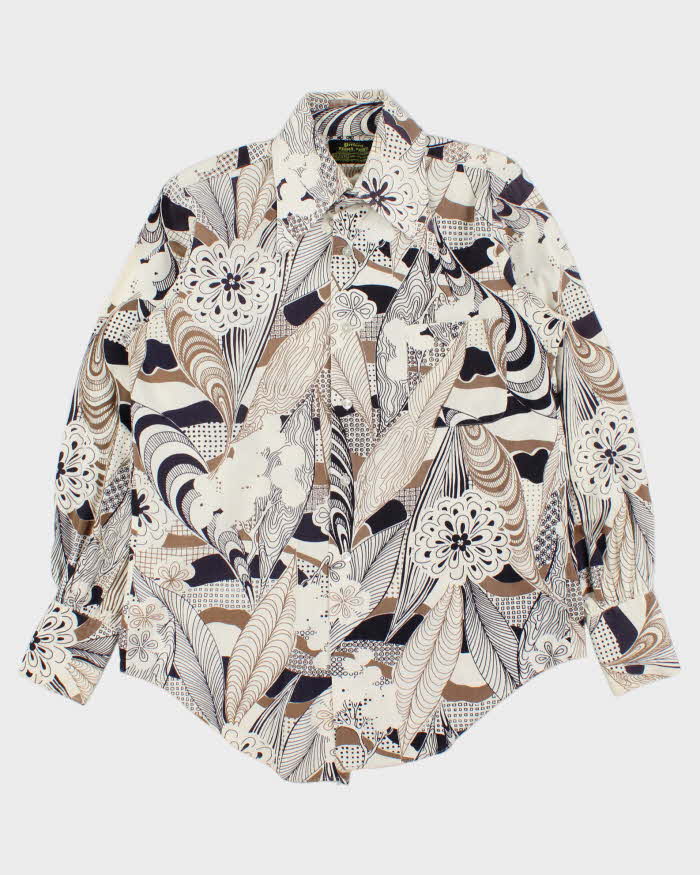 Vintage 1970s Sears Premiere Perma Prest Patterned Long Sleeve Shirt - M