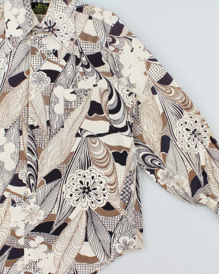 Vintage 1970s Sears Premiere Perma Prest Patterned Long Sleeve Shirt - M