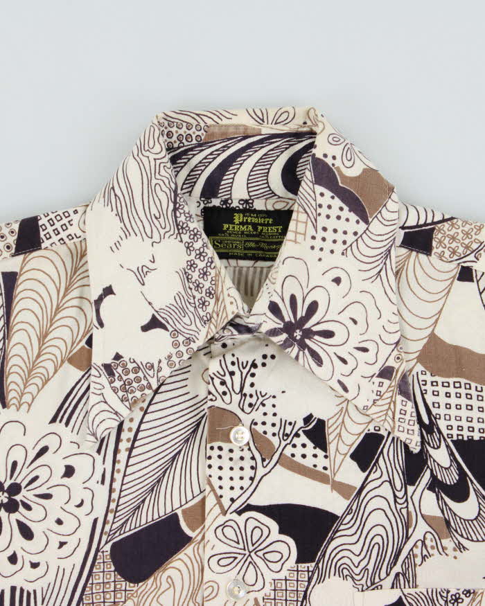 Vintage 1970s Sears Premiere Perma Prest Patterned Long Sleeve Shirt - M