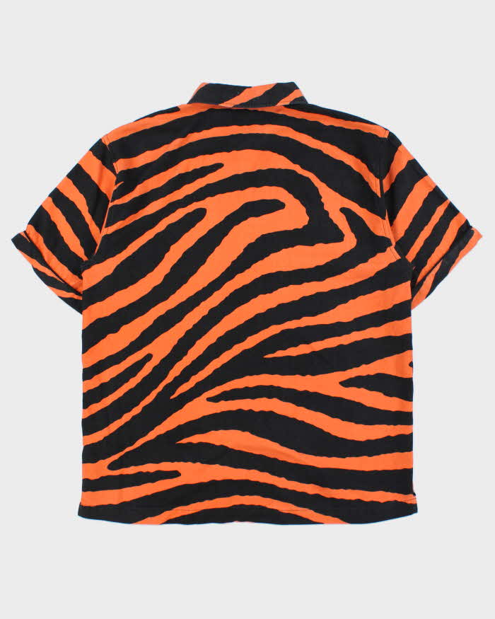 October's Very Own OVO Tiger Striped Silk Blend Short Sleeve Shirt - M
