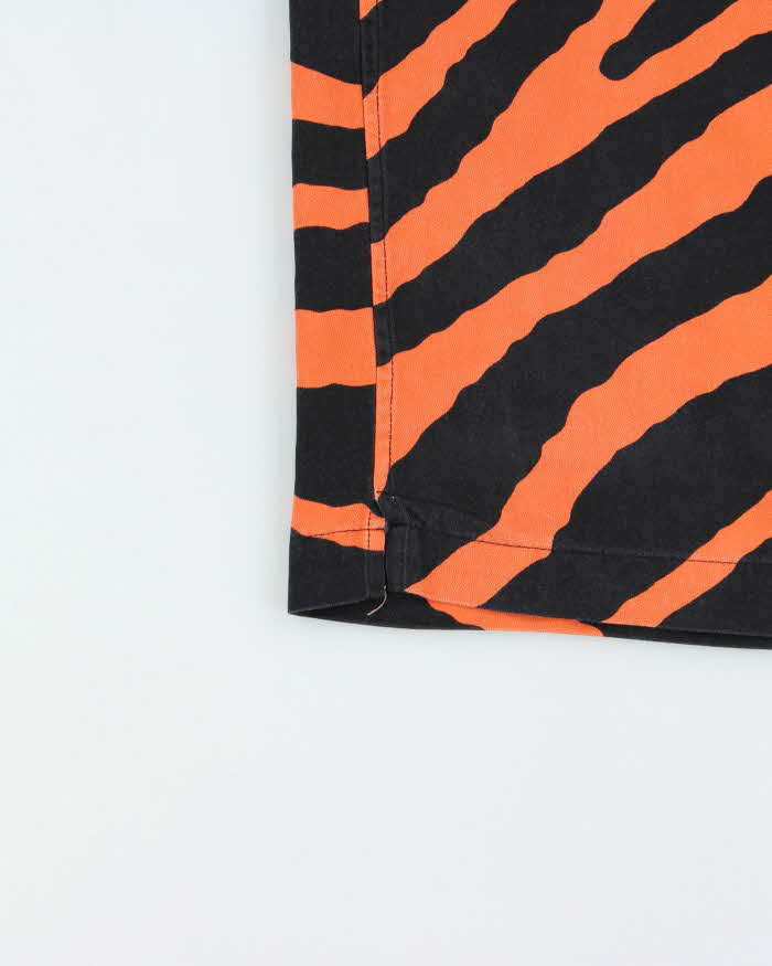 October's Very Own OVO Tiger Striped Silk Blend Short Sleeve Shirt - M