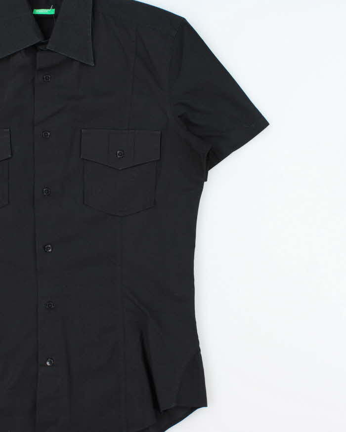 Vintage Y2K 00s Benetton Slim Fit Short Sleeve Pocket Shirt - L