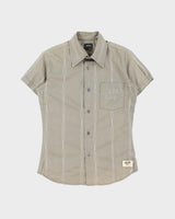 Vintage Y2K 00s G-Star Raw Khaki Striped Contrast Stitch Short Sleeve Shirt - S