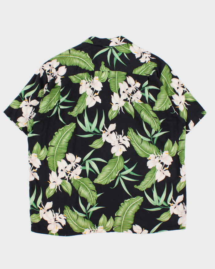 Vintage 1990s Two Palms Floral Made In USA Hawaiian Shirt - L