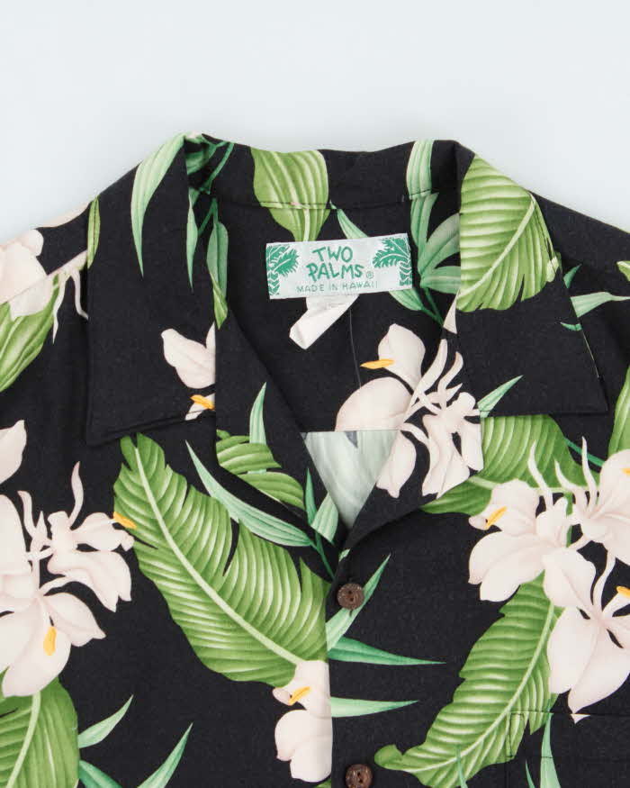 Vintage 1990s Two Palms Floral Made In USA Hawaiian Shirt - L