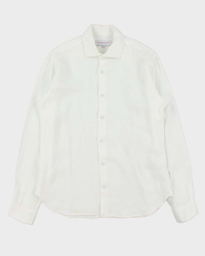 Olebar Brown Classic Fit Meden II Linen Long Sleeve Shirt - M