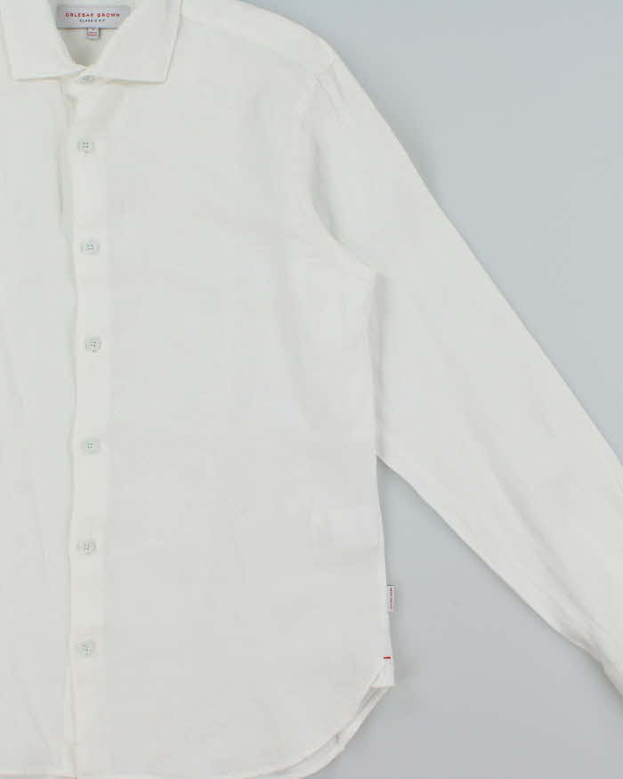 Olebar Brown Classic Fit Meden II Linen Long Sleeve Shirt - M