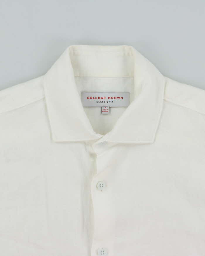 Olebar Brown Classic Fit Meden II Linen Long Sleeve Shirt - M