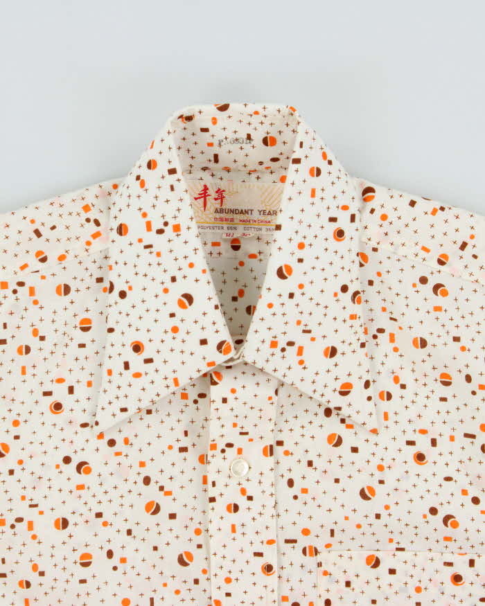 Vintage 1970s Abundant Year Patterned Long Sleeve Shirt - M