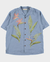 Vintage Y2K 00s Tommy Bahama Floral Linen Hawaiian Shirt - L