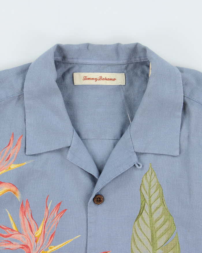Vintage Y2K 00s Tommy Bahama Floral Linen Hawaiian Shirt - L