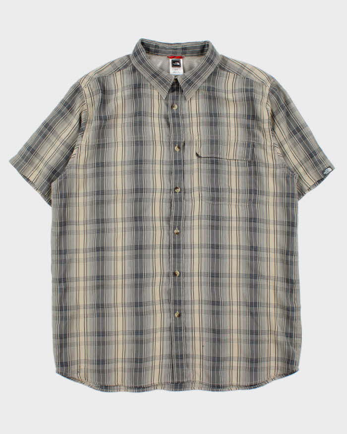 Vintage Y2K 00s The North Face Plaid Textured Stitch Short Sleeve Technical Shirt - XL