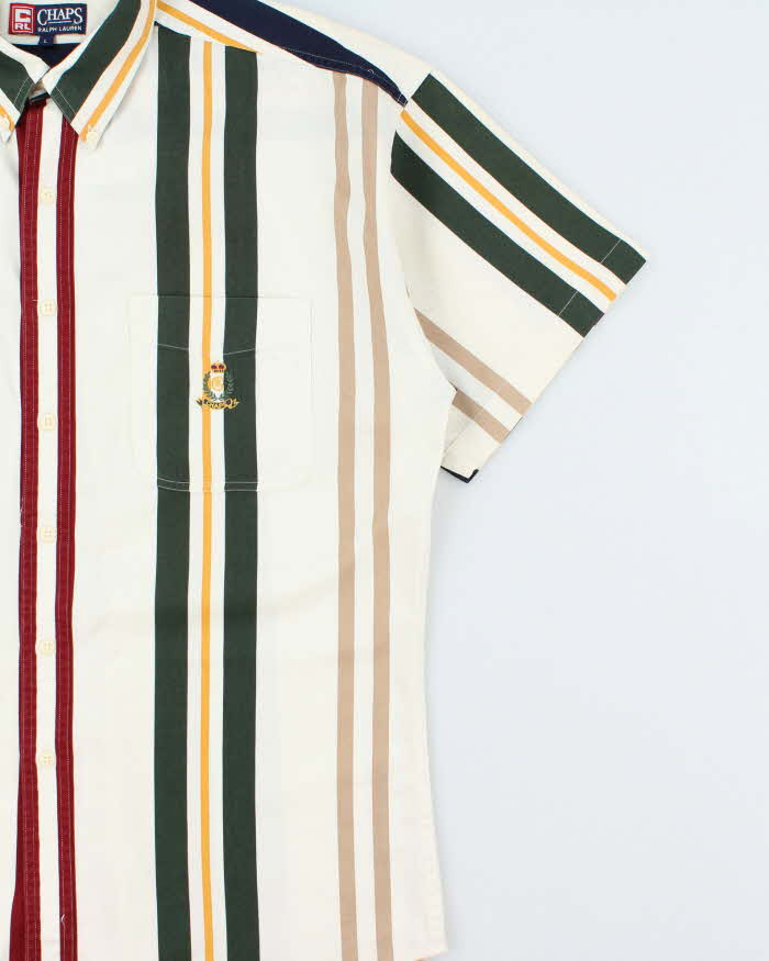 Vintage 1990s Chaps Ralph Lauren Striped Heavyweight Short Sleeve Shirt - L
