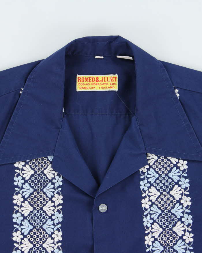 Vintage 1970s Romeo & Juliet Thai Embroidered Short Sleeve Bowling Shirt - L