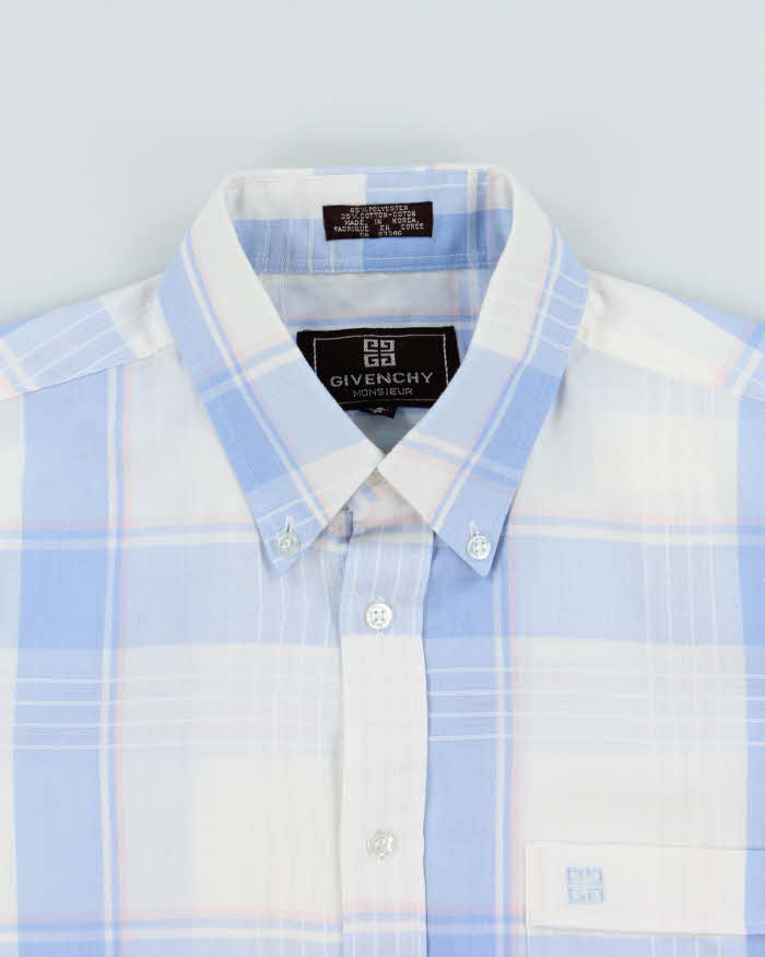 Vintage 1990s Givenchy Monsieur Plaid Short Sleeve Shirt - S