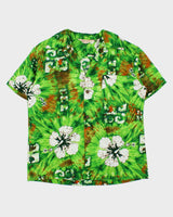 Vintage 1960s Royal Hawaiian Made In USA Heavyweight Coconut Cloth Floral Aloha Shirt - L