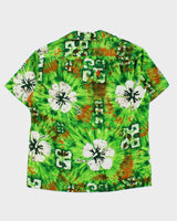 Vintage 1960s Royal Hawaiian Made In USA Heavyweight Coconut Cloth Floral Aloha Shirt - L