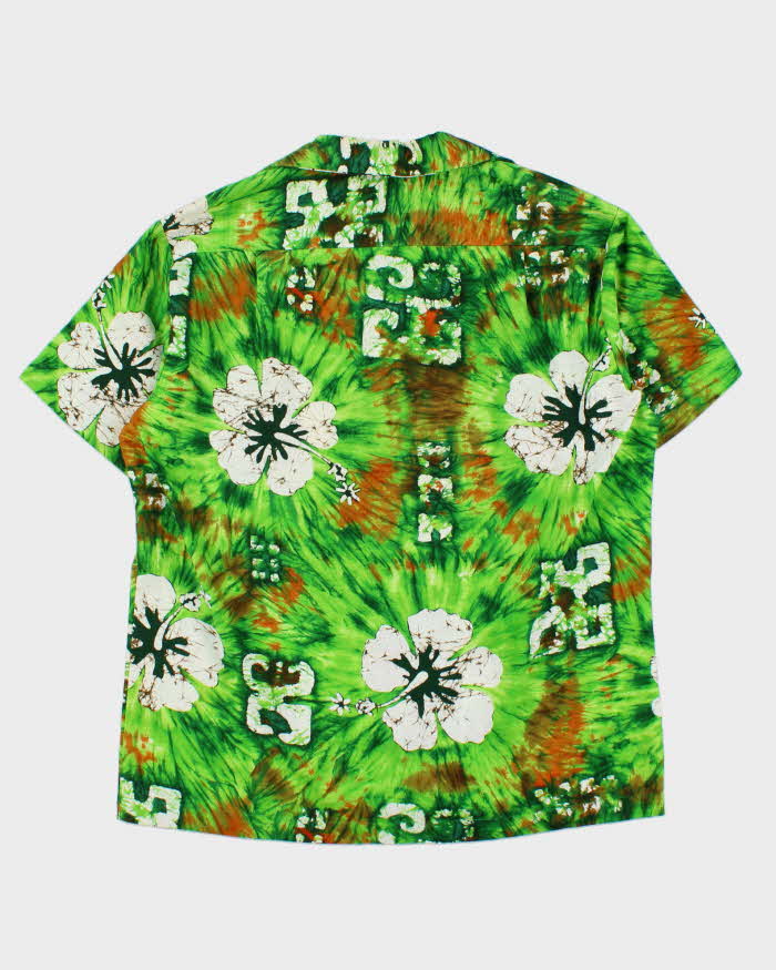 Vintage 1960s Royal Hawaiian Made In USA Heavyweight Coconut Cloth Floral Aloha Shirt - L