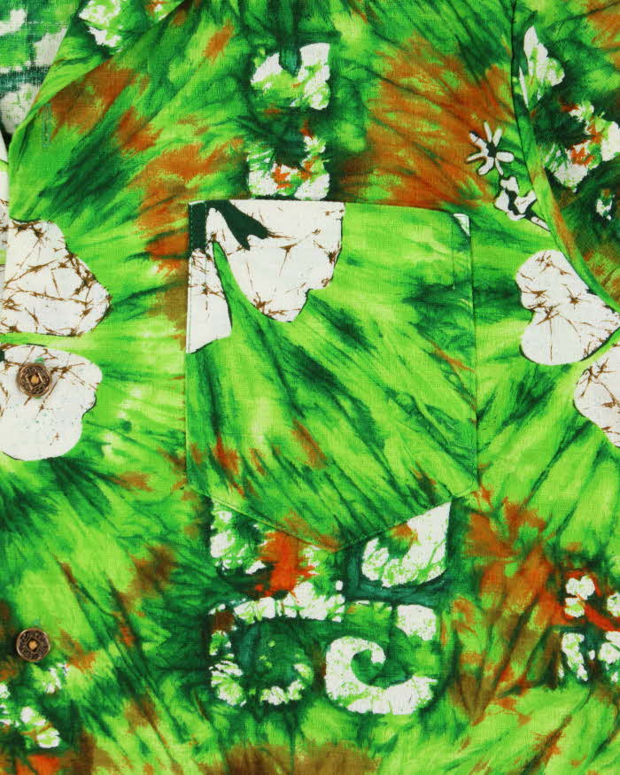 Vintage 1960s Royal Hawaiian Made In USA Heavyweight Coconut Cloth Floral Aloha Shirt - L