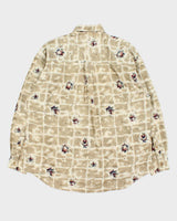 Vintage 1990s Gant Imperial Poplin Map Graphic Long Sleeve Shirt - M